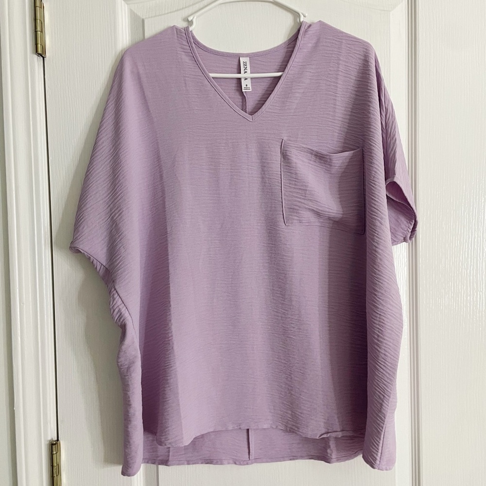 Zenana lilac v neck top